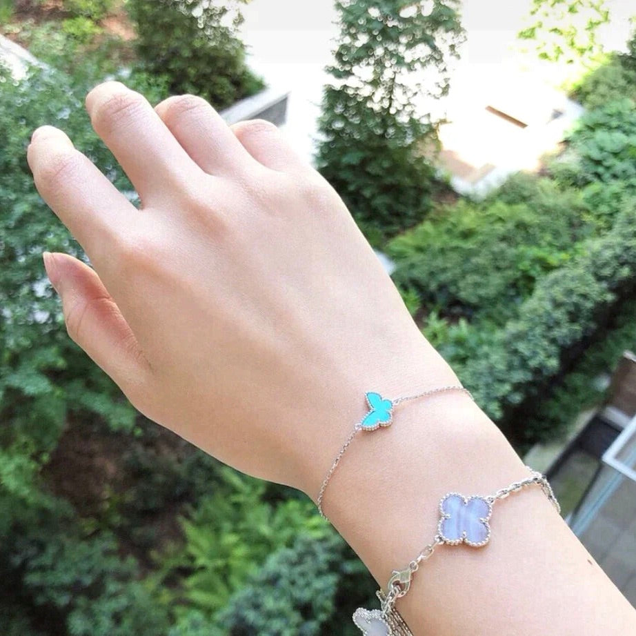 [Luxery]BUTTERFLY TURQUOISE BUTTERFLY BRACELET SILVER