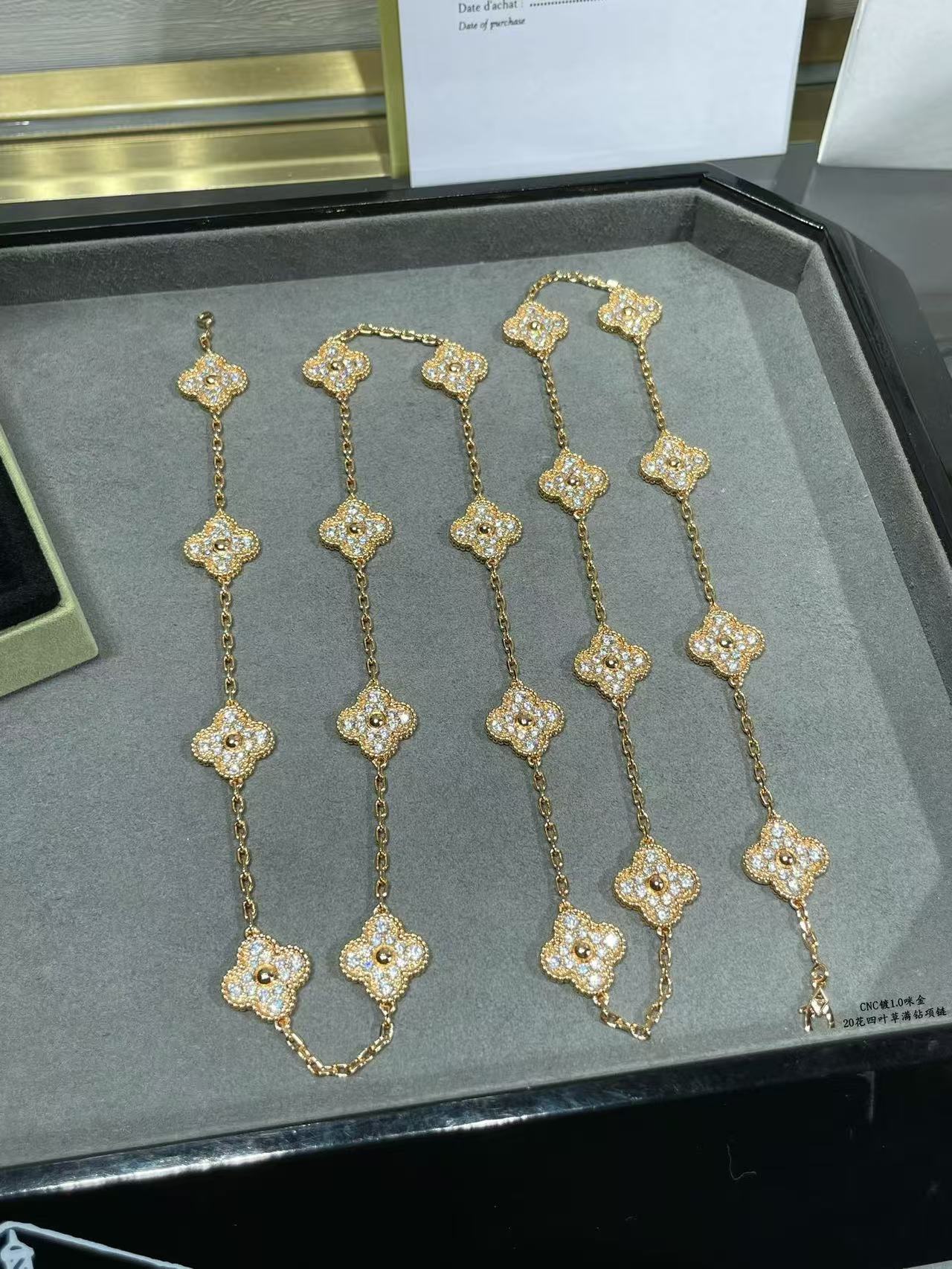 [Luxery]CLOVER 20 MOTIFS FULL-DIAMOND NECKLACE