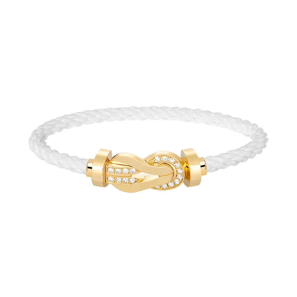 [Luxery]CHANCE LARGE 8 FIGURE BUCKLE HALF DIAMOND BRACELET GOLD