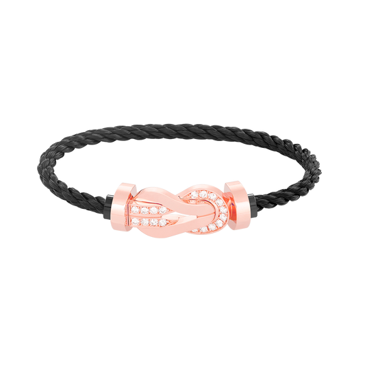 [Luxery]CHANCE LARGE 8 FIGURE BUCKLE HALF DIAMOND BRACELET ROSE GOLD