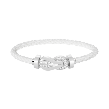[Luxery]CHANCE LARGE 8 FIGURE BUCKLE HALF DIAMOND BRACELET SILVER