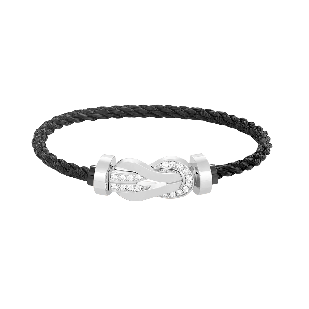 [Luxery]CHANCE LARGE 8 FIGURE BUCKLE HALF DIAMOND BRACELET SILVER