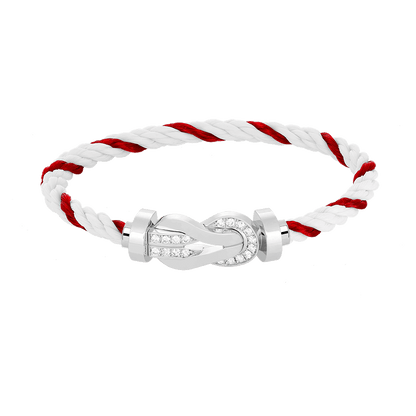 [Luxery]CHANCE LARGE 8 FIGURE BUCKLE HALF DIAMOND BRACELET SILVER