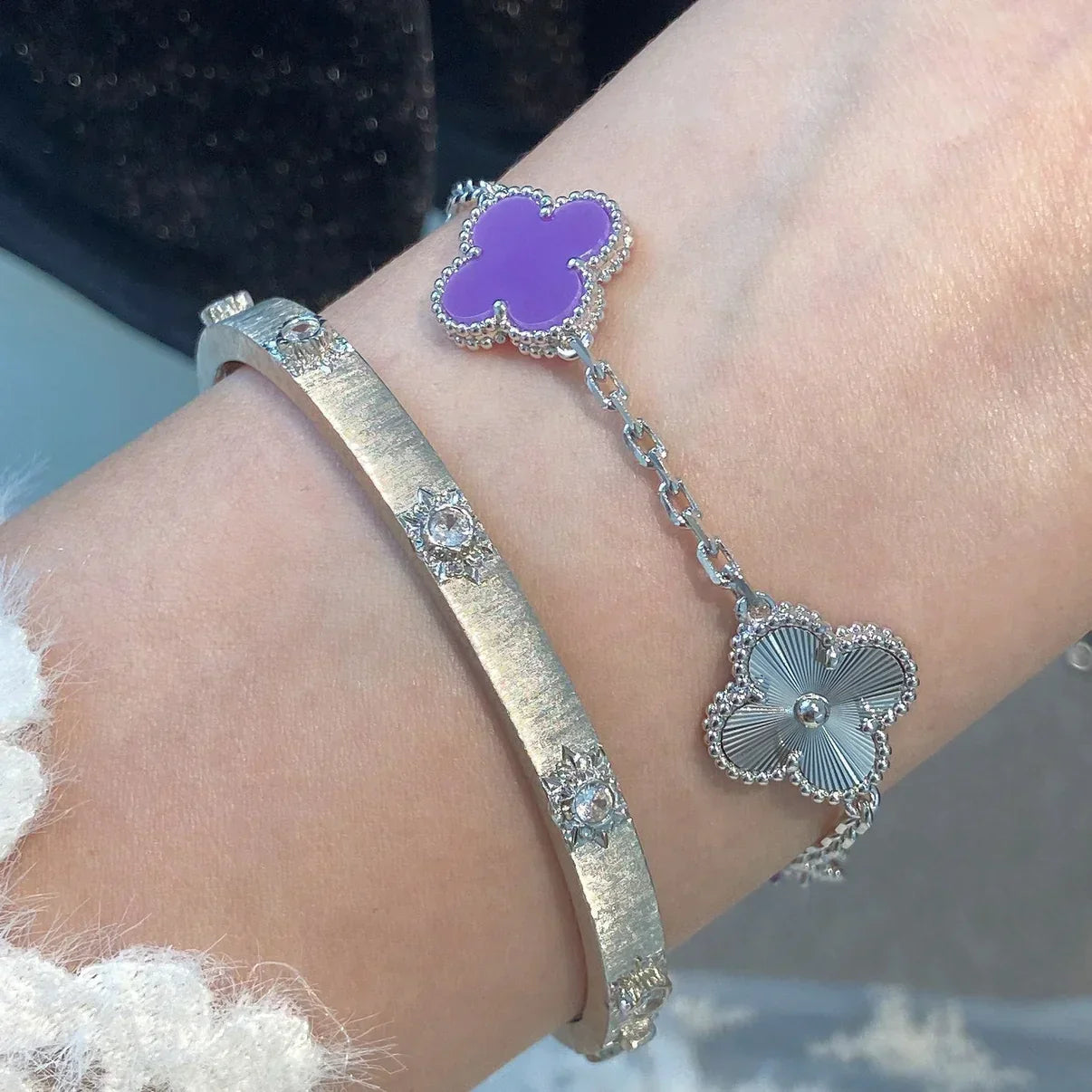 [Luxery] CLOVER 5 MOTIF VIOLET BRACELET COLLECTION