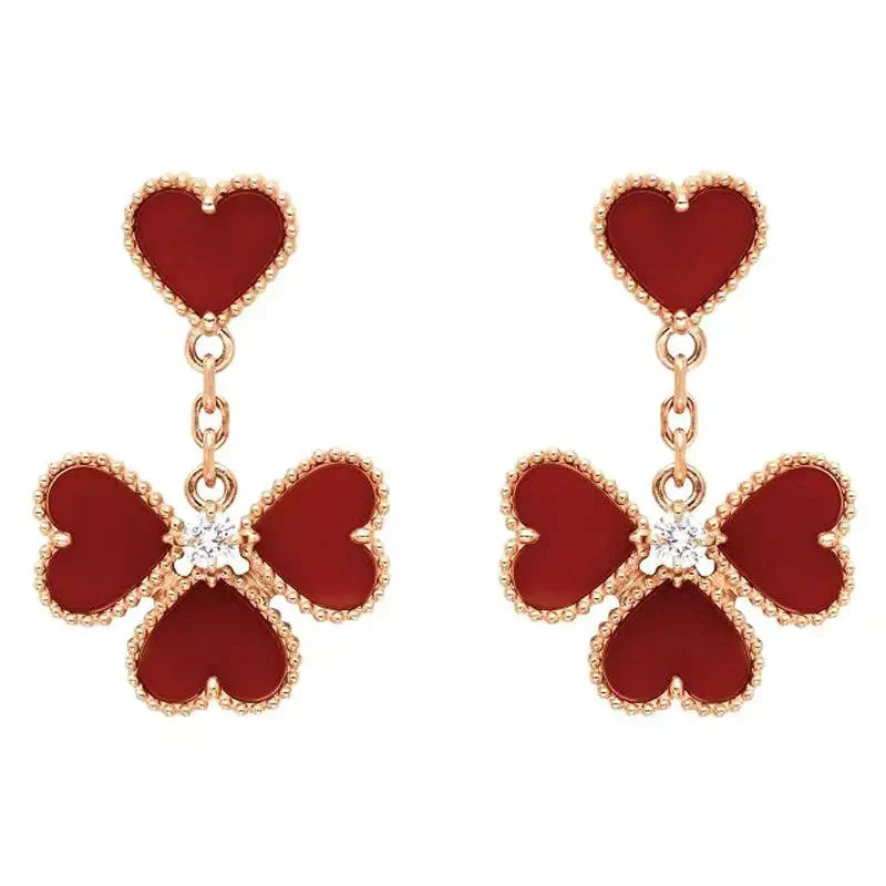 [Luxery]SWEET CLOVER CARNELIAN EARRINGS