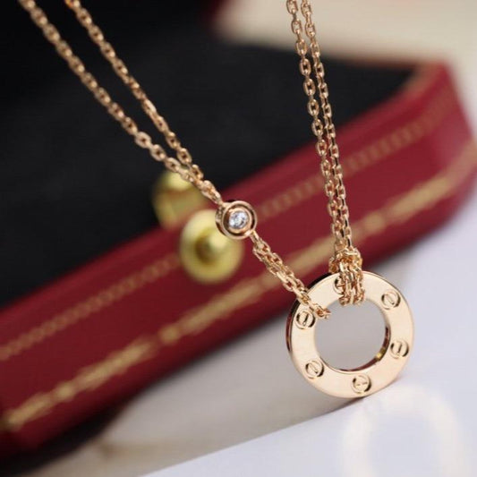 [Luxery]LOVE NECKLACE ADJUSTABLE ROSE GOLD 2 DIAMOND