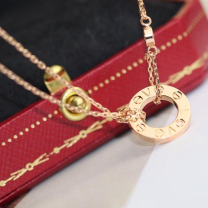 [Luxery]LOVE NECKLACE ADJUSTABLE ROSE GOLD 2 DIAMOND