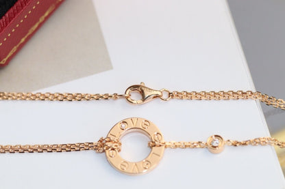 [Luxery]LOVE NECKLACE ADJUSTABLE ROSE GOLD 2 DIAMOND