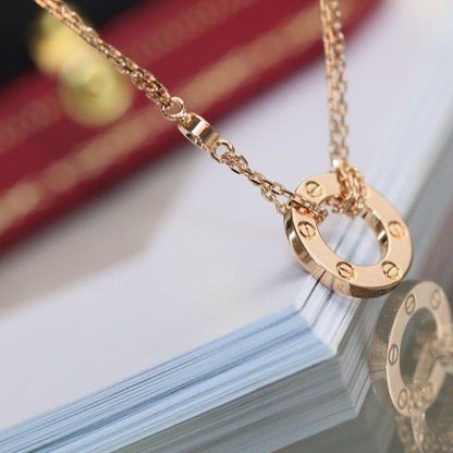 [Luxery]LOVE NECKLACE ADJUSTABLE ROSE GOLD 2 DIAMOND