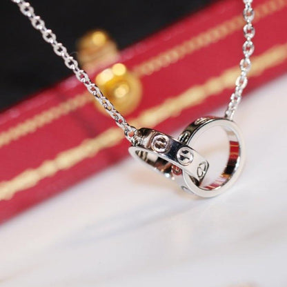 [Luxery]LOVE NECKLACE PINK GOLD AND SILVER