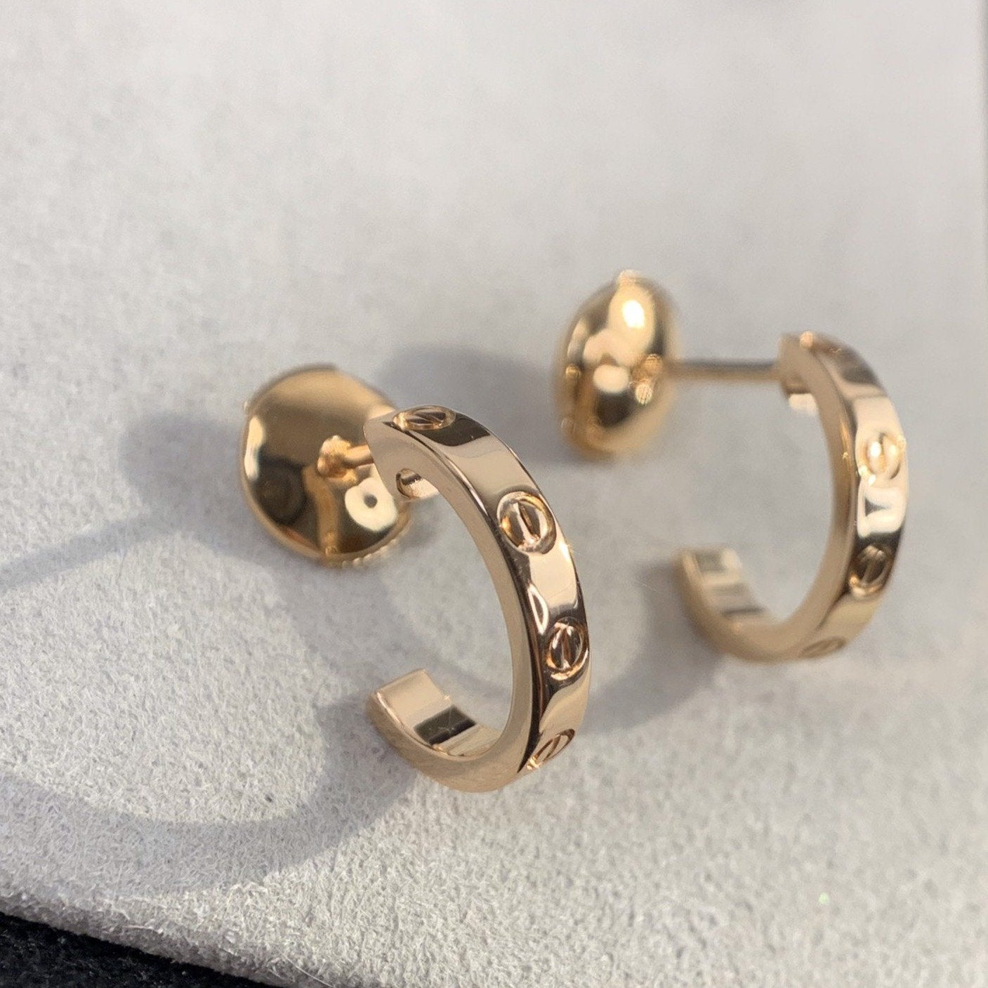 [Luxery]LOVE EARRINGS 2.65MM PINK GOLD
