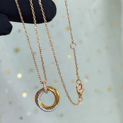 [Luxery]TRINITY NECKLACE SILVER GOLD PINK GOLD DIAMONDS