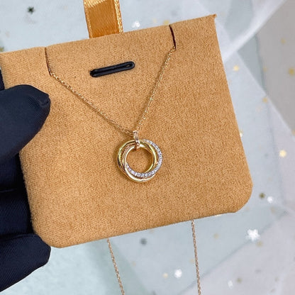 [Luxery]TRINITY NECKLACE SILVER GOLD PINK GOLD DIAMONDS