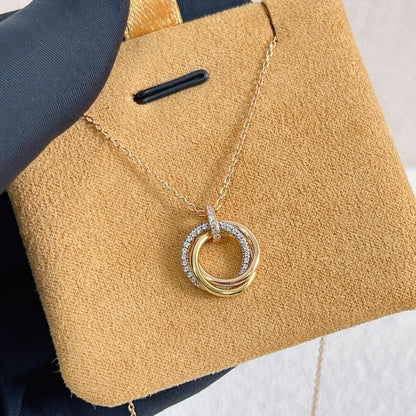 [Luxery]TRINITY NECKLACE SILVER GOLD PINK GOLD DIAMONDS
