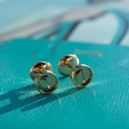 [Luxery]LOVE EARRINGS PINK GOLD 10MM