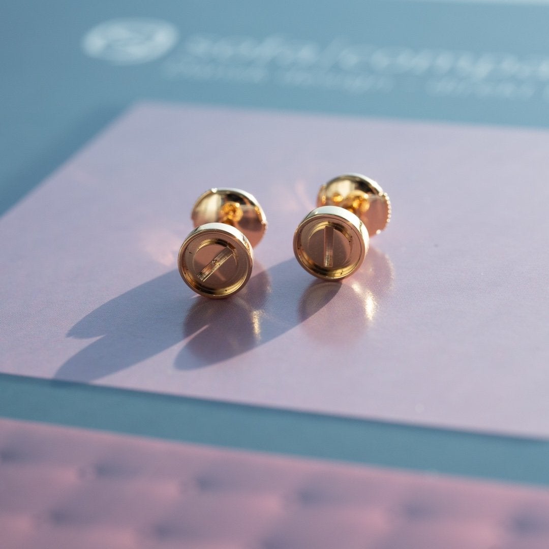 [Luxery]LOVE EARRINGS PINK GOLD 10MM