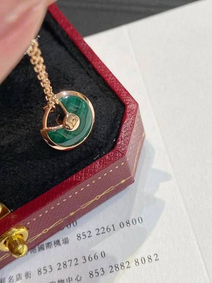 [Luxery]AMULETTE ROSE GOLD MALACHITE NECKLACE