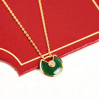 [Luxery]AMULETTE GOLD MALACHITE NECKLACE
