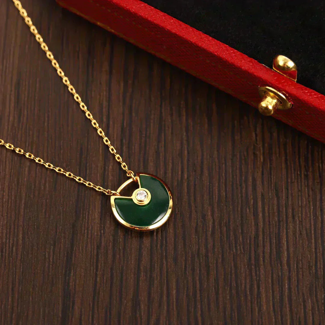 [Luxery]AMULETTE GOLD MALACHITE NECKLACE
