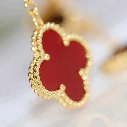[Luxery]CLOVER  2 MOTIF  TIGER EYE CARNELIAN EARRINGS