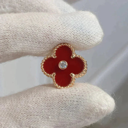 [Luxery]CLOVER MEDIUM 1 MOTIFS CARNELIAN  DIAMOND earrings
