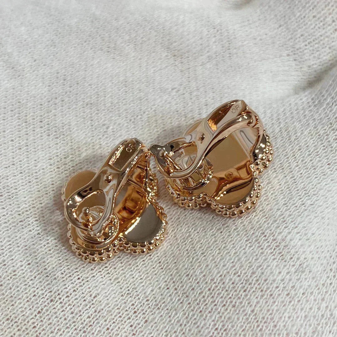 [Luxery]CLOVER MEDIUM 1 MOTIFS CARNELIAN  DIAMOND earrings