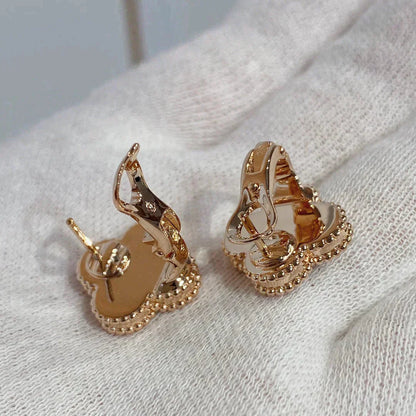 [Luxery]CLOVER MEDIUM 1 MOTIFS CARNELIAN  DIAMOND earrings