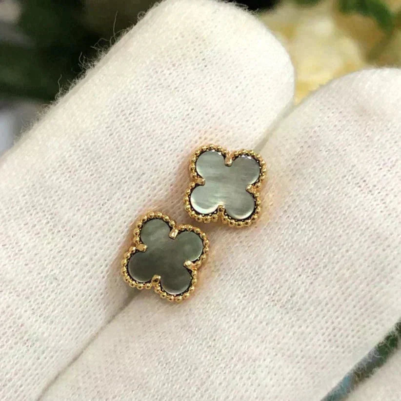 [Luxery]CLOVER MINI 9.5MM GRAY MOP EARRINGS
