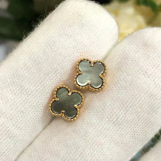 [Luxery]CLOVER MINI 9.5MM GRAY MOP EARRINGS
