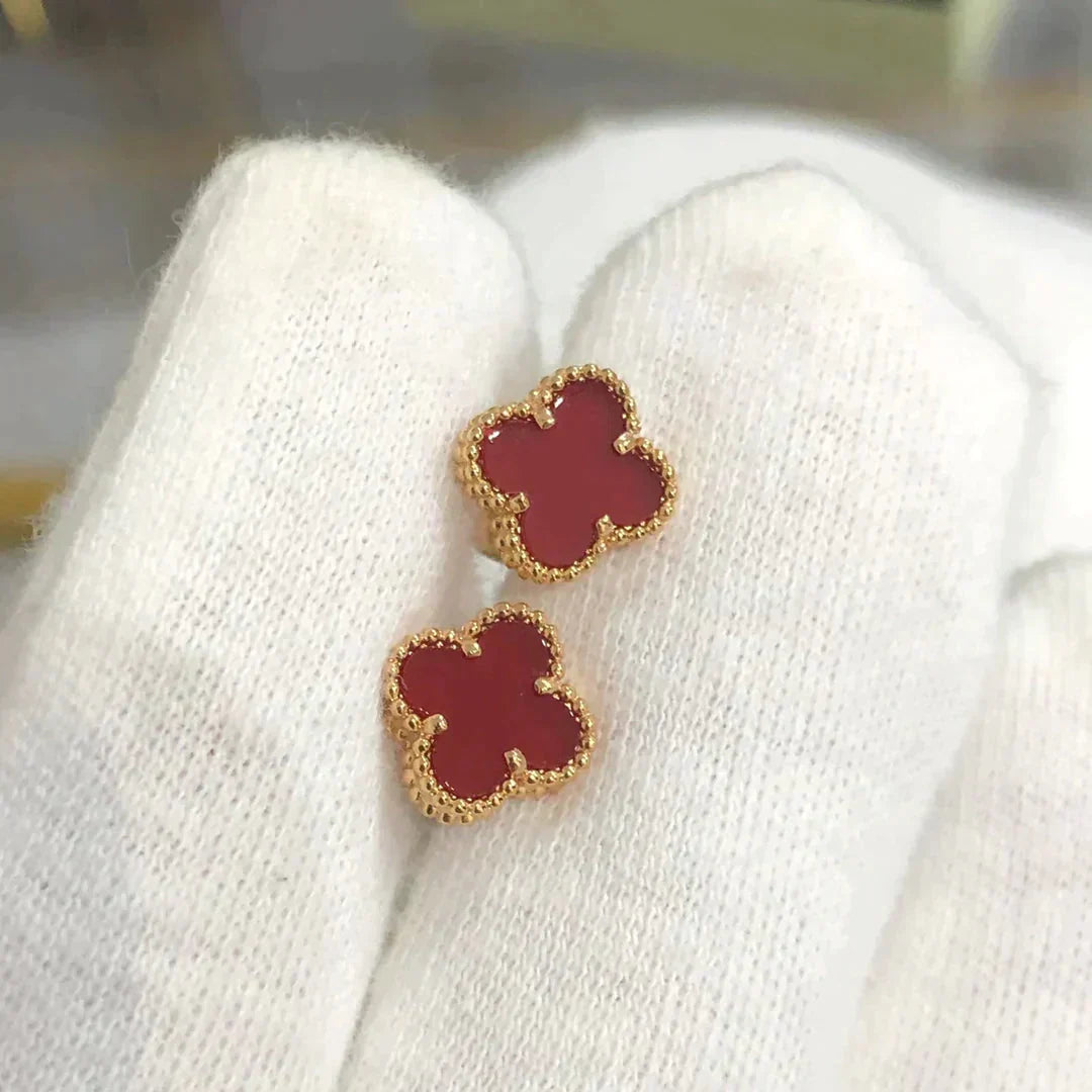 [Luxery]CLOVER MINI 9.5MM CARNELIAN EARRINGS