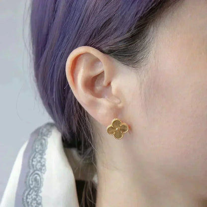 [Luxery]CLOVER MEDIUM 1 MOTIFS LASER EARRINGS