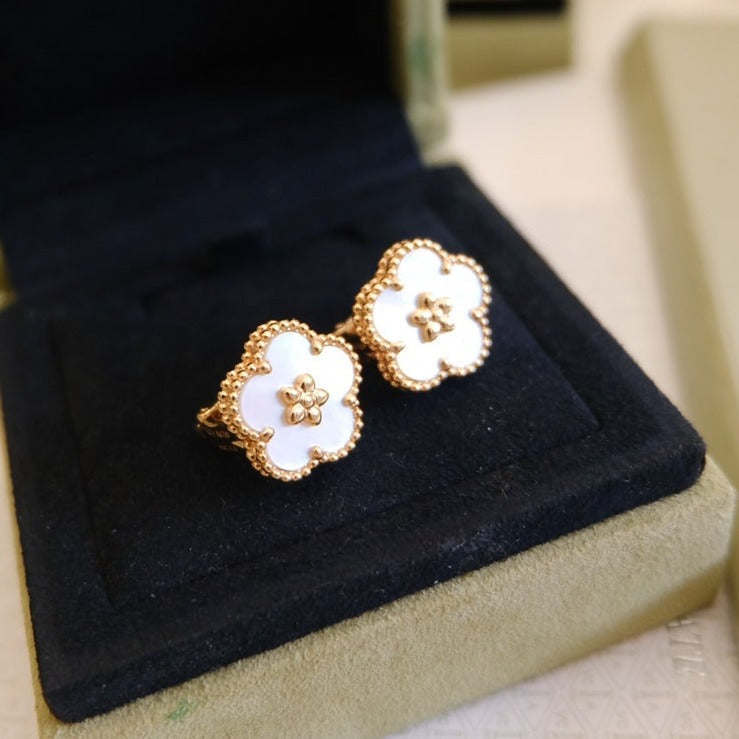 [Luxery]LUCKY PINK GOLD WHITE MOP EARRINGS
