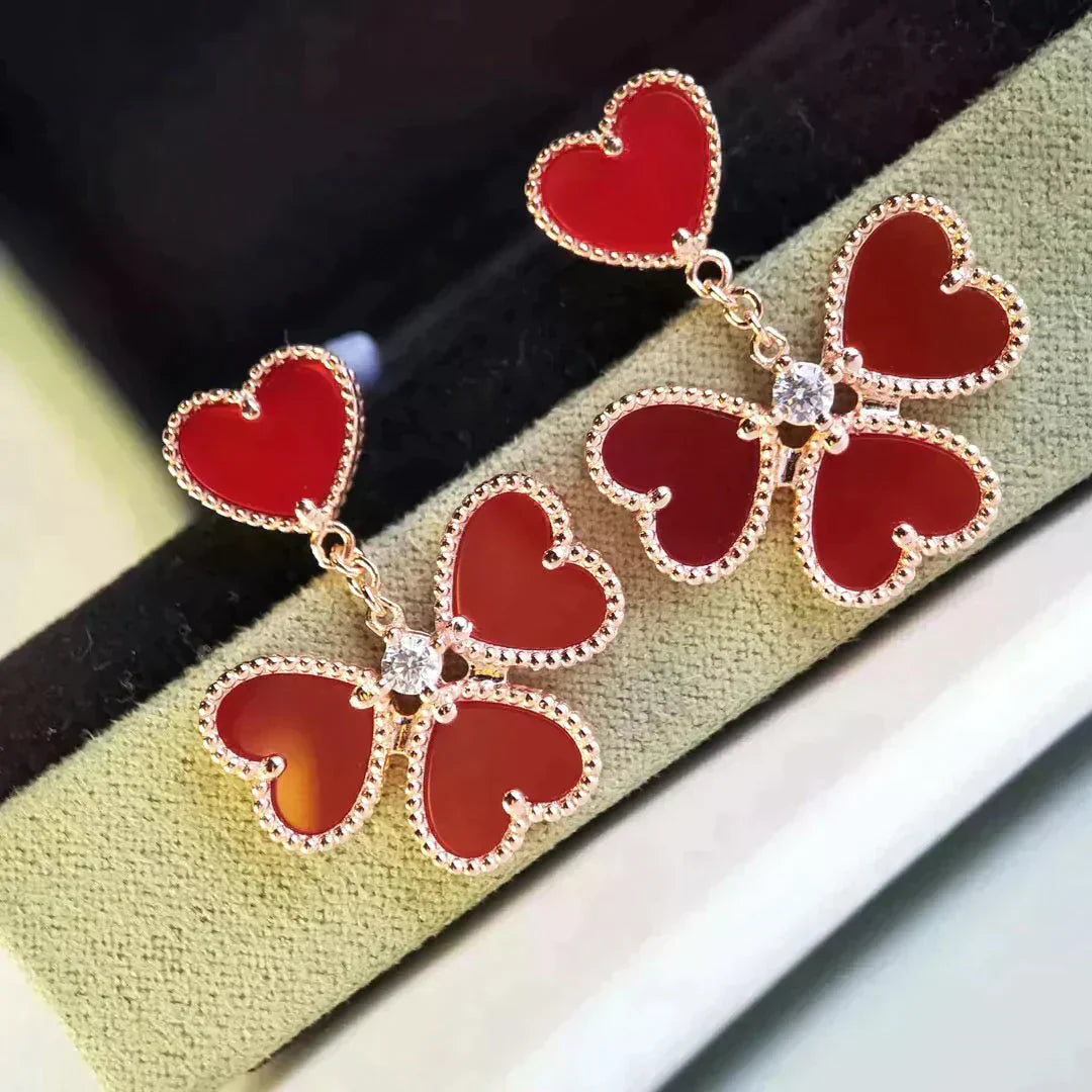 [Luxery]SWEET CLOVER CARNELIAN EARRINGS