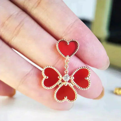 [Luxery]SWEET CLOVER CARNELIAN EARRINGS