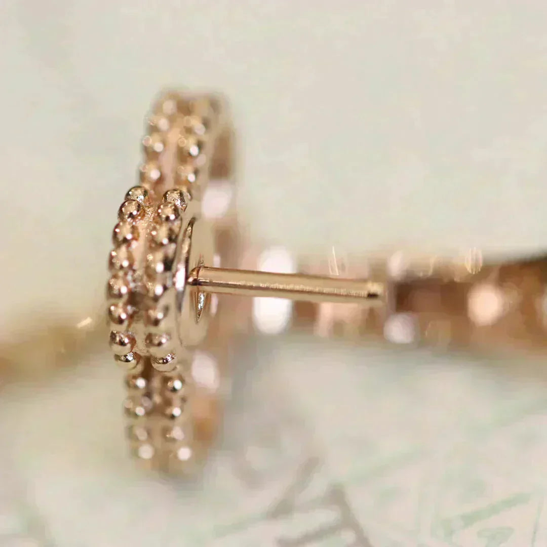 [Luxery]CLOVER MEDIUM 1 MOTIFS FUll DIAMOND EARRINGS