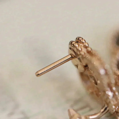 [Luxery]CLOVER MEDIUM 1 MOTIFS FUll DIAMOND EARRINGS