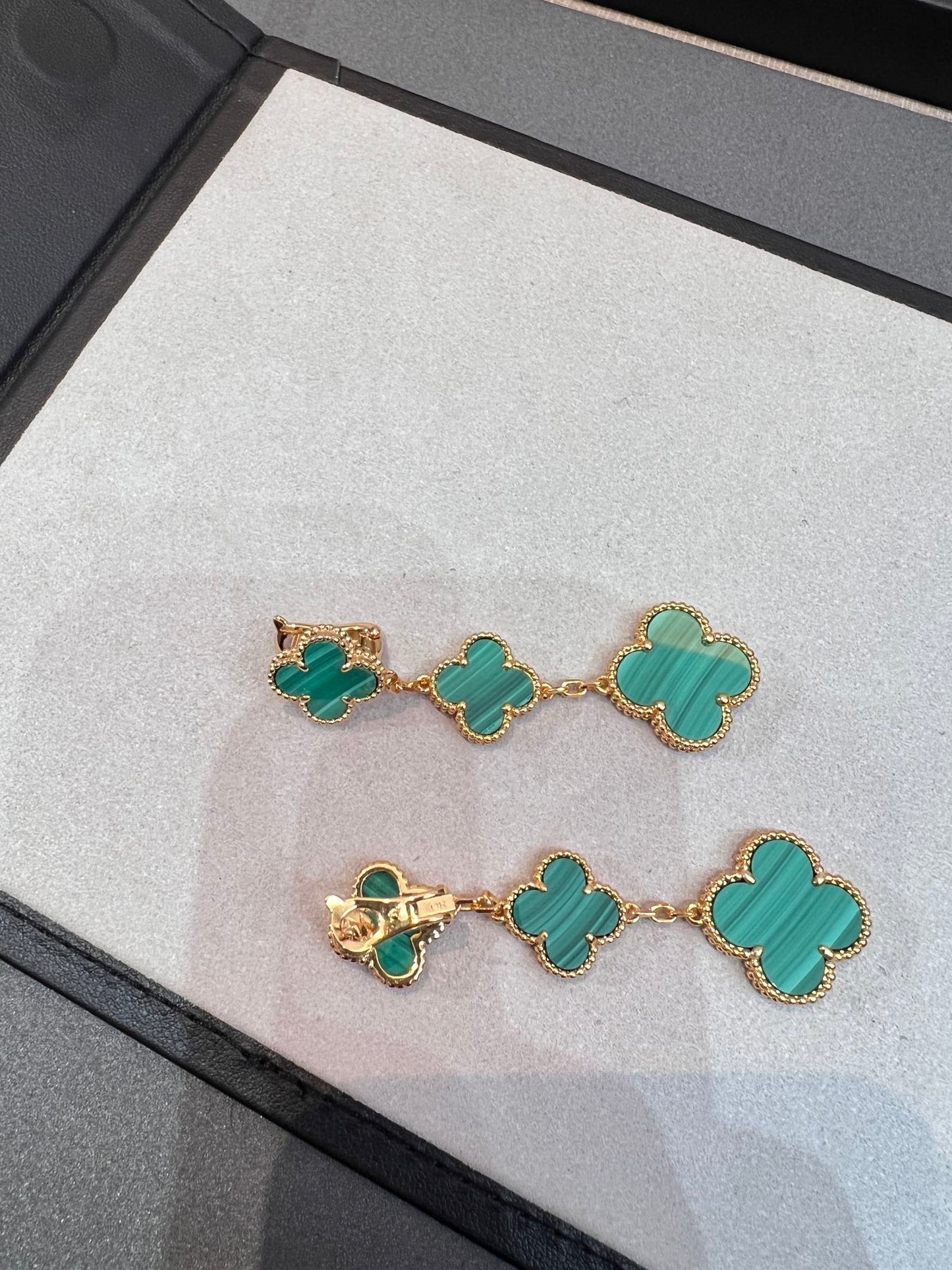 [Luxery]CLOVER MALACHITE 3 MOTIFS GOLD
