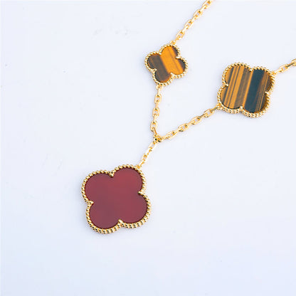 [Luxery]CLOVER BRACELET 5 MOTIFS CARNELIAN TIGER EYE