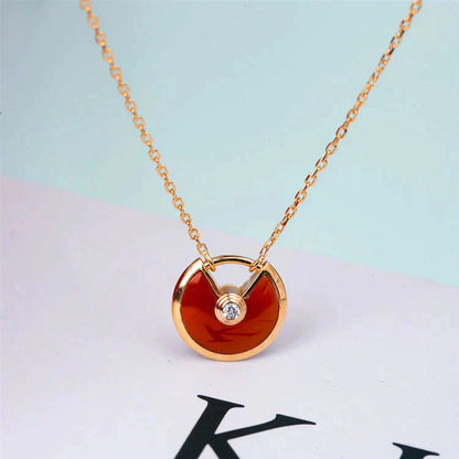 [Luxery]AMULETTE GOLD CARNELIAN ONYX NECKLACE