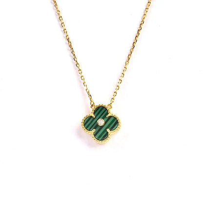 [Luxery]CLOVER 15MM DIAMOND TURQUOISE NECKLACE