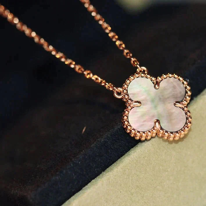[Luxery]CLOVER 15MM  GRAY MOTHER OF PEARL NECKLACE