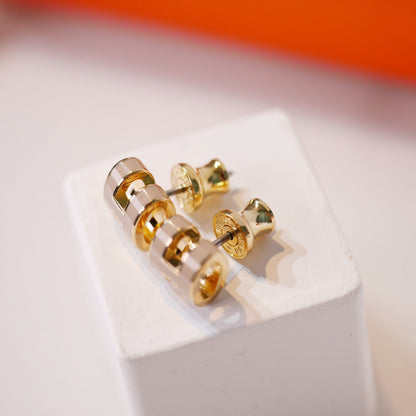 [Luxery]MINI POP H GOLD EARRINGS GREY
