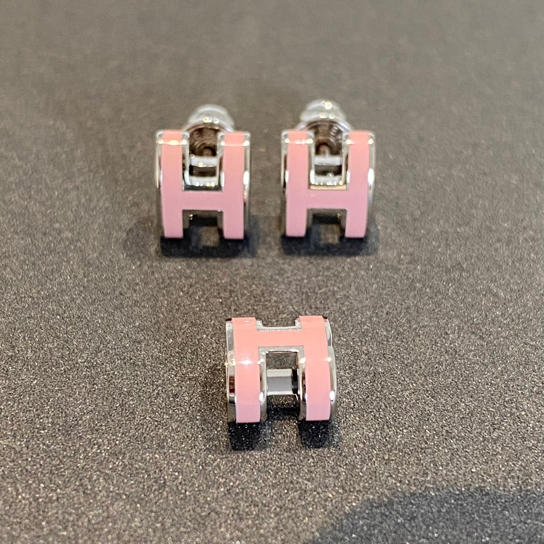 [Luxery]MINI POP H SILVER EARRINGS PINK