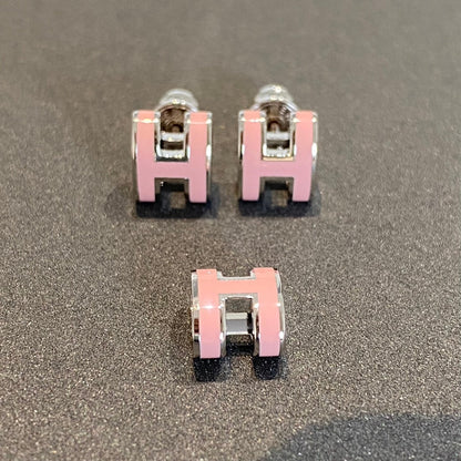 [Luxery]MINI POP H SILVER EARRINGS PINK