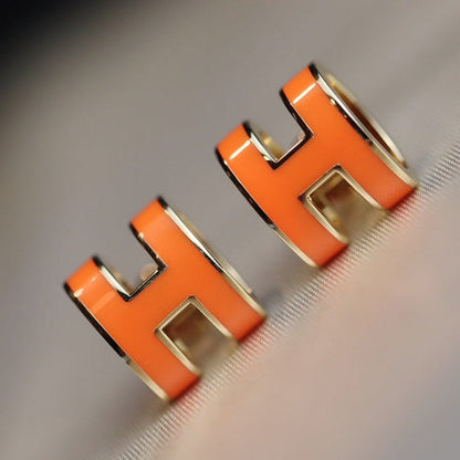 [Luxery]MINI POP H EARRINGS ORANGE