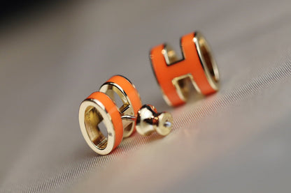 [Luxery]MINI POP H EARRINGS ORANGE