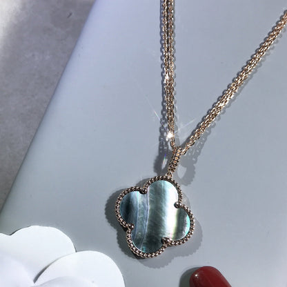 [Luxery]CLOVER 25MM GOLD DARK MOP BIG CLOVER NECKLACE