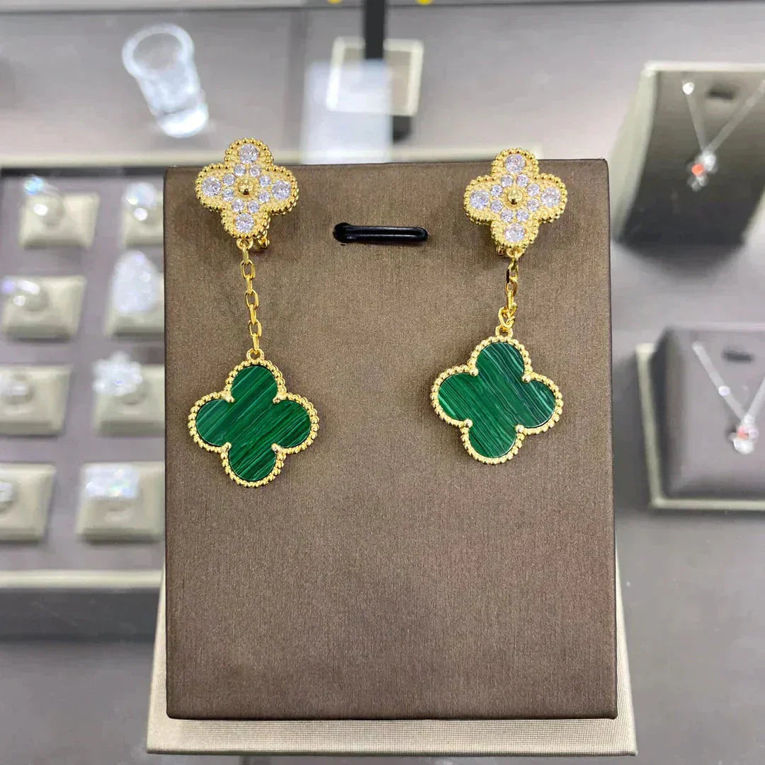 [Luxery]CLOVER  2 MOTIFS  DIAMOND  EARRINGS (MULTIPLE CHOICESç´