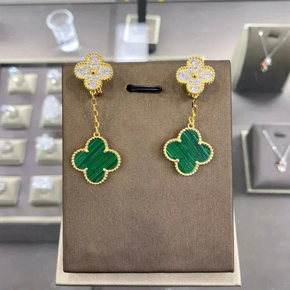 [Luxery]CLOVER  2 MOTIFS  DIAMOND  EARRINGS (MULTIPLE CHOICESç´