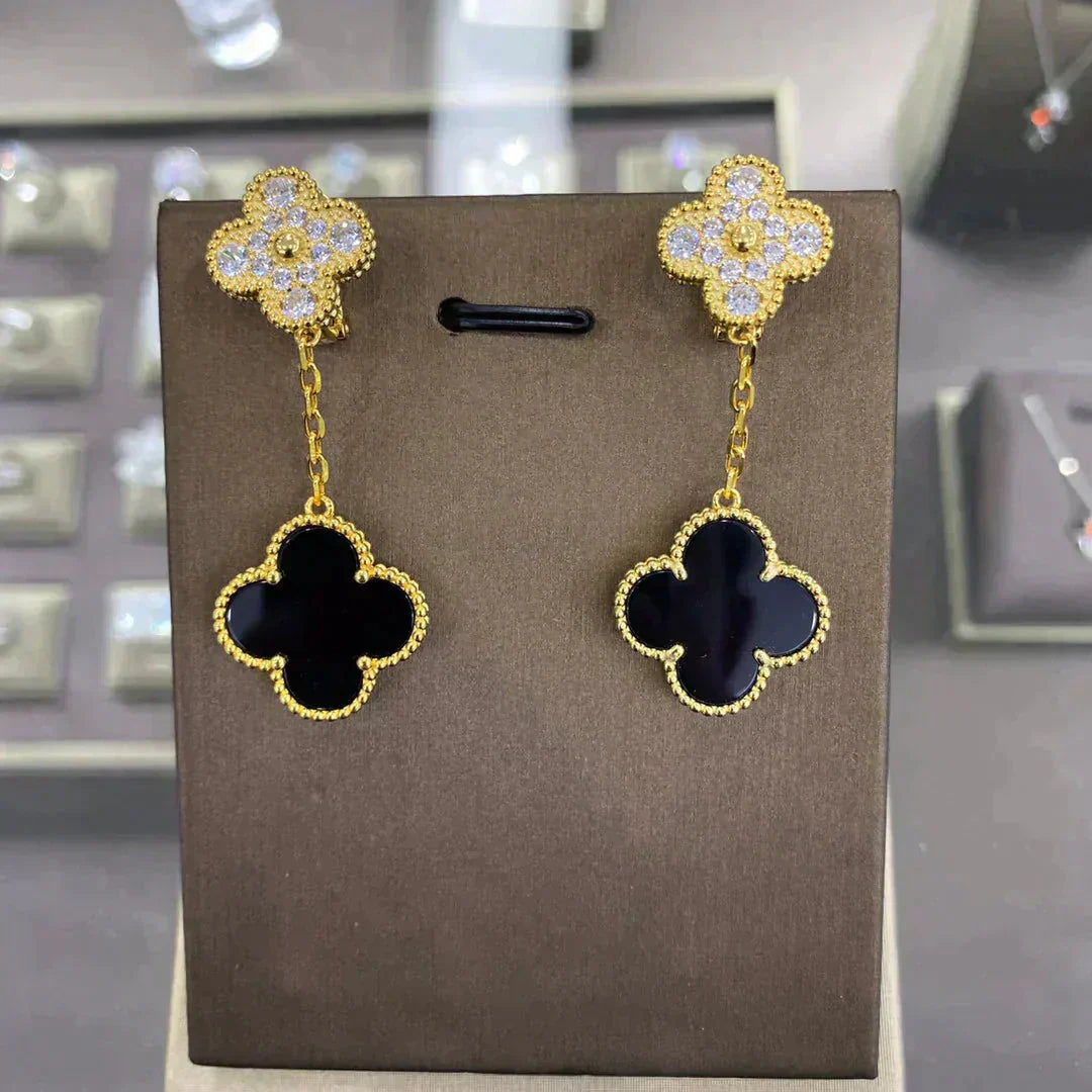 [Luxery]CLOVER  2 MOTIFS  DIAMOND  EARRINGS (MULTIPLE CHOICESç´